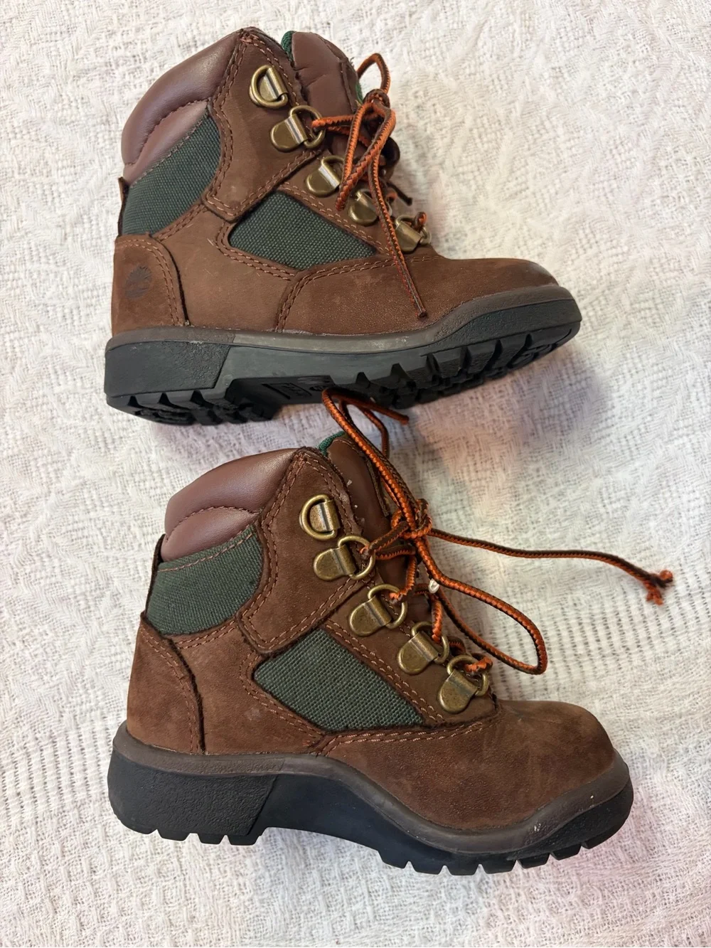 Timberland Brown and Green Kids Hiking Boots